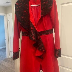 Ryu Vibrant Red Coat with Black Accents